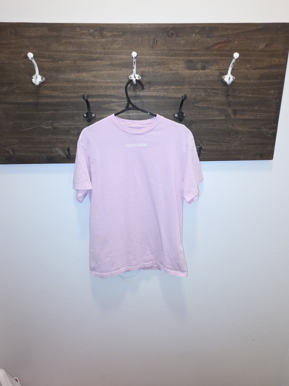 Golden Goose Pastel Pink Logo Crewneck Tee - Picture 1 of 3